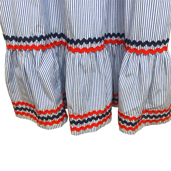 J. Crew Striped Maxi Dress Red and Navy Rick Rack Trim Size 14 Backyard BBQ - Picture 7 of 7